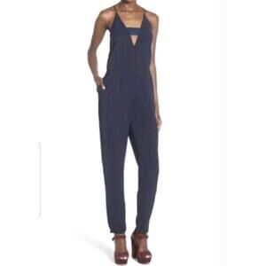 Storee Jumpsuit Sleeveless Navy Blue back zipper closure  Size Large
